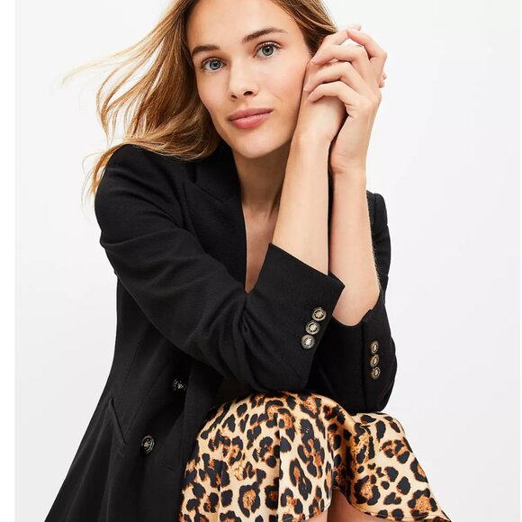 LOFT Knit Twill Double Breasted Blazer - Picture 3 of 3